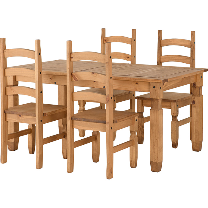 Corona Extending Dining Set With 4 Pine Chairs